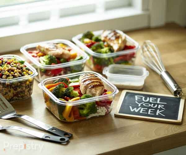 Arab Coins Meal Prep System - Complete Kitchen Guide Organized meal prep containers with colorful, healthy meals and cooking tools showcasing complete meal preparation system